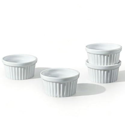 Cinf 1.5 oz Ramekins Pudding Cup Baking Cup Bowls Dishes, Set of 4,Souffle Cups Dishes, Dipping Sauce,Creme Brulee, Custard Cups, Desserts, Oven, Microwave,Dishwasher