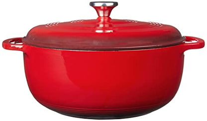 Lodge Essential Enamel Cast Iron Dutch Oven with Lid 7.5 Quart - Oven-Safe Enamel Cookware up to 500° F - Heat-Retaining Braising & Roasting Pot - Non-Toxic Cookware - Island Spice Red