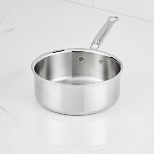 Hestan ProBond Luxe 2-Quart Saucepan with Lid, Professional Clad Stainless Steel, ProCore Tri-Ply Clad Construction, Polished Exterior, Induction & Oven Safe