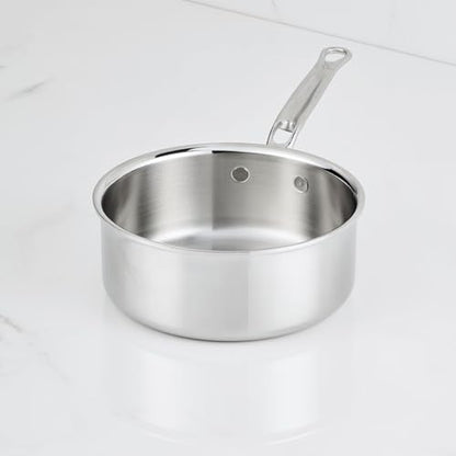 Hestan ProBond Luxe 2-Quart Saucepan with Lid, Professional Clad Stainless Steel, ProCore Tri-Ply Clad Construction, Polished Exterior, Induction & Oven Safe