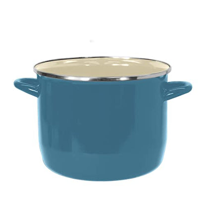 Vasconia EOS 8-Quart Stockpot with Glass Lid (Teal) Soup Pot for All Ranges, Dishwasher & Oven Safe up to 350°F - Non-Reactive Enameled Interior Pot for Gumbo, Stew, Boil, Pasta, Chili