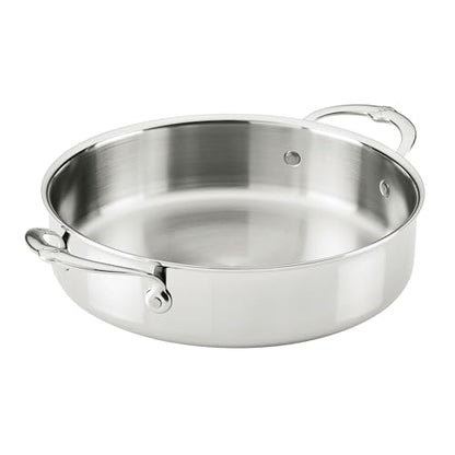 Hestan ProBond Luxe 3.5-Quart Sauteuse Braiser with Lid, Professional Clad Stainless Steel, ProCore Tri-Ply Clad Construction, Polished Exterior, Induction & Oven Safe