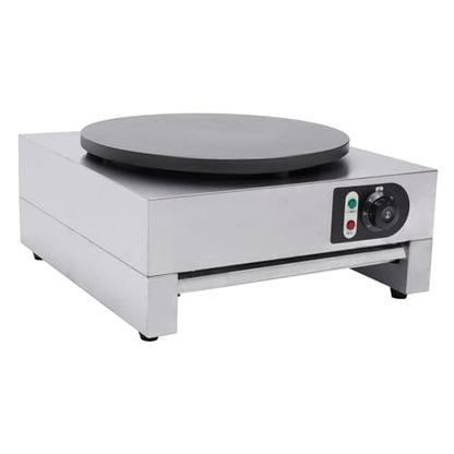 HinLIaDa 16" Commercial Electric Crepe Maker, 3000W Pancake Baking Machine Non-Stick Electric Crepe Pan Single Hotplate Adjustable Temperature 50-300℃(122-572℉) with Batter Spreader for Tortilla