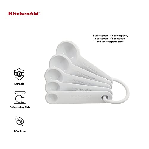 KitchenAid Plastic Measuring Spoons, Set Of 5, White