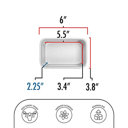 Fat Daddio's BP-5640 Anodized Aluminum Bread Loaf Pan, 5.5 x 3.125 x 2.375 Inch