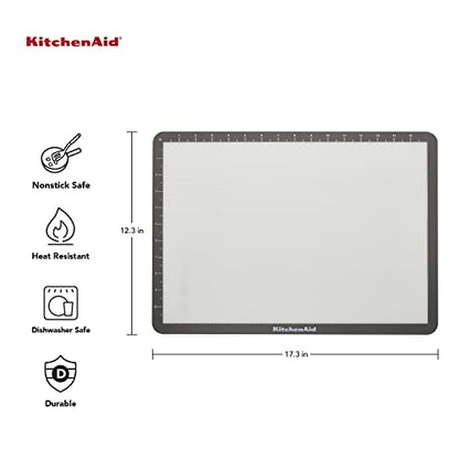KitchenAid Silicone Large Baking Mat, 12x17-Inch, Gray