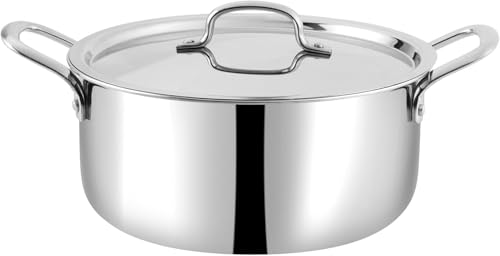 Vinod Smart Triply Stainless Steel Casserole with Lid, Stainless Steel Stock Pot with Lid, Stock Pots with Lids, Casserole Pot for Oven, Induction, Gas & Electric, 15.95 Quart (15.1 Liters), 36 CM