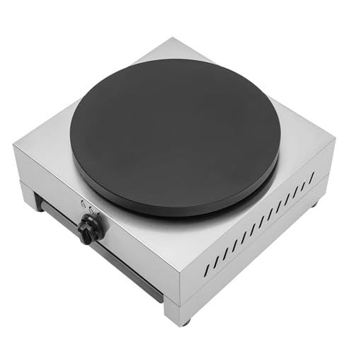 Commercial Crepe Maker Machine 16 inch Gas Pancake Cooker Crepe Pan Quesadilla Maker with Low Pressure Valve and Gas Hose