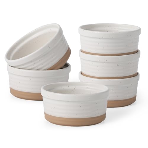 Frewinky Ceramic Ramekins 10oz,Creme Brulee Ramekins & Souffle Dishes for Oven,Small Baking-Dishes for Pudding,Lava Cakes,Serving Dip, Custard, Ice Cream,set of 6