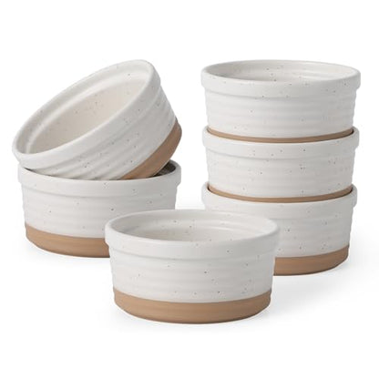 Frewinky Ceramic Ramekins 10oz,Creme Brulee Ramekins & Souffle Dishes for Oven,Small Baking-Dishes for Pudding,Lava Cakes,Serving Dip, Custard, Ice Cream,set of 6
