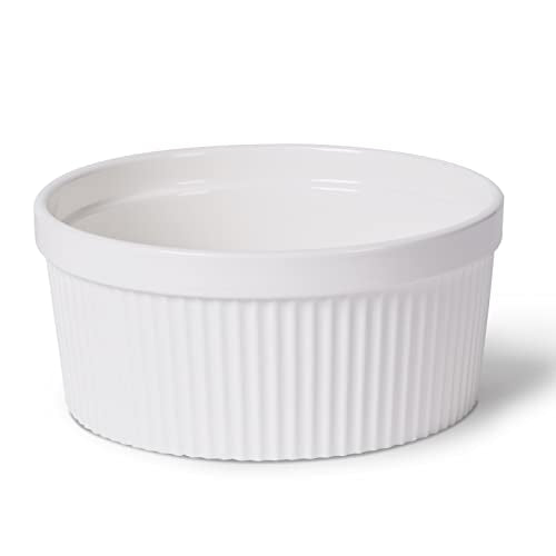 64 oz Ramekins 1 pcs Porcelain Ramekins Dishes for Souffle,Creme Brulee, Pudding, Custard Cups,Bakeware Bowls Set for Baking,Oven Safe, White (8 inch)