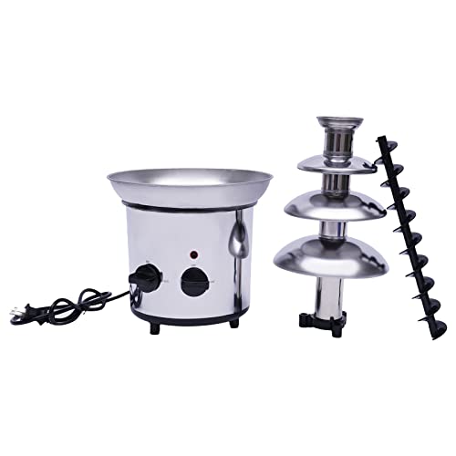 4 Tiers Chocolate Fondue Fountain Stainless Steel Electric Fondue Pot for Party Restaurant Wedding