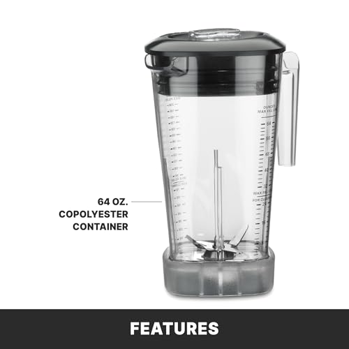 Waring Commercial MX1000XTX 3.5 HP Blender with Paddle Switches, Pulse Feature and a 64 oz. BPA Free Copolyester Container, 120V, 5-15 Phase Plug, Black