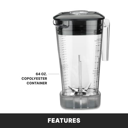 Waring Commercial MX1000XTX 3.5 HP Blender with Paddle Switches, Pulse Feature and a 64 oz. BPA Free Copolyester Container, 120V, 5-15 Phase Plug, Black