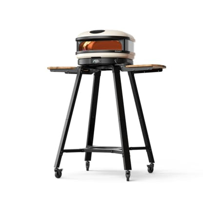 Gozney Arc & Arc XL Pizza Oven Stand, Outdoor Stand with Locking Wheels, Adjustable Wood Wings for Ingredients and Tools, Hanging Hooks for Cookware