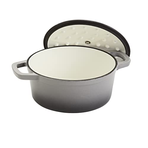 Smith & Clark 3-Quart Enameled Cast Iron Dutch Oven Pot with Lid, Gray