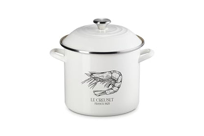 Le Creuset Enamel On Steel Traditional Shrimp Stockpot, 10 qt., White