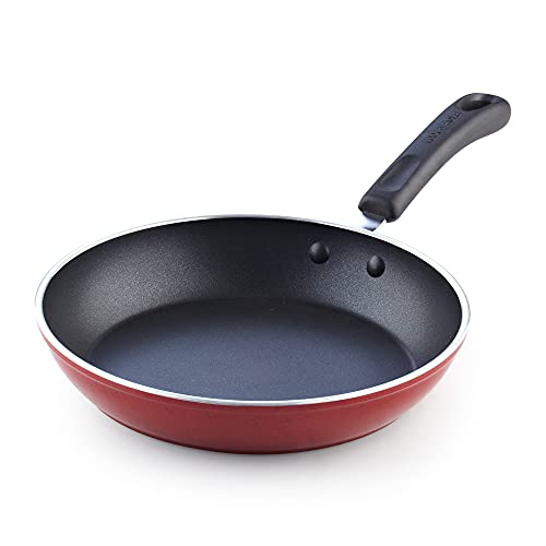 Cook N Home Pots and Pans Nonstick Cookware Set 12-Piece, Kitchen Cooking Set with Frying Pans and Saucepans, Induction Compatible, Marble Red