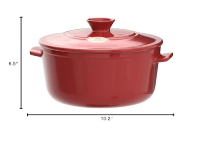 Emile Henry Flame Round Stewpot Dutch Oven, 4.2 Quart, Burgundy