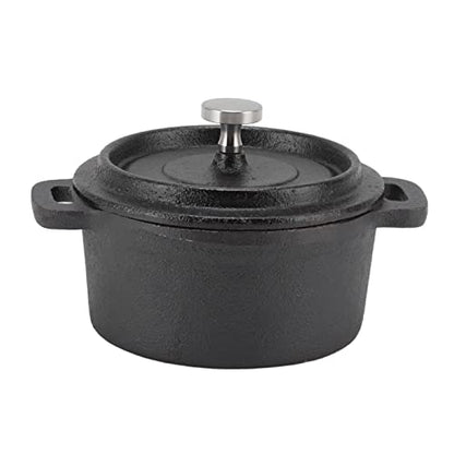 Acouto Small Castn Pot Dutch Oven Cast Iron Pot with Lid - Traditional Double Thickened Insulation Cooking Ergonomic Handle for Baking 7 Quart Capacity Heavy Duty Versatile