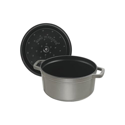 Staub Cast Iron 7-qt Round Cocotte - Graphite Grey