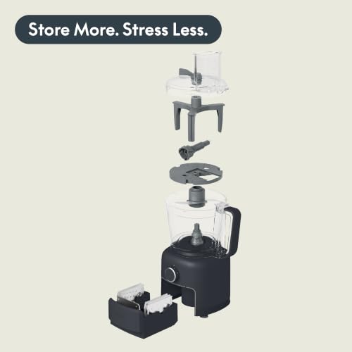 bella CHOP Deluxe 10-Cup Food Processor with Built-In Storage, Slate