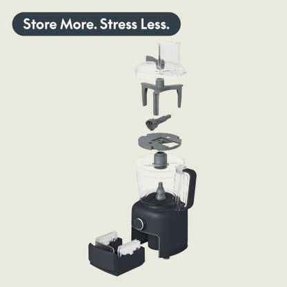 bella CHOP Deluxe 10-Cup Food Processor with Built-In Storage, Slate