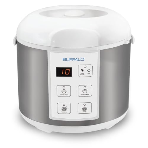 Buffalo Rice Cooker Stainless Steel Inner Pot Rice Maker Small, 5 Cup