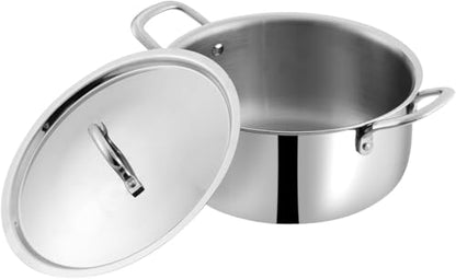 Vinod Smart Triply Stainless Steel Casserole with Lid, Stainless Steel Stock Pot with Lid, Stock Pots with Lids, Casserole Pot for Oven, Induction, Gas & Electric, 15.95 Quart (15.1 Liters), 36 CM