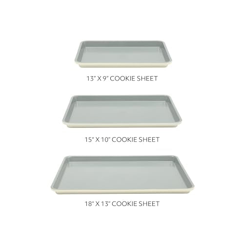 Sur La Table Kitchen Essentials Bake Sale 3-Piece Cookie Sheet Set – Nonstick Carbon Steel Baking Pans (13, 15, 18 Inch) – Grey Easy-Clean Oven Trays for Cookies, Roasting & More