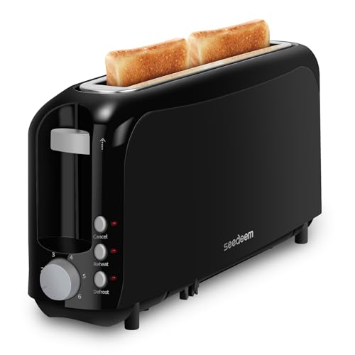 SEEDEEM 2 Slice Slim Toaster, 10" Long Slot, 6 Shade Settings, Black