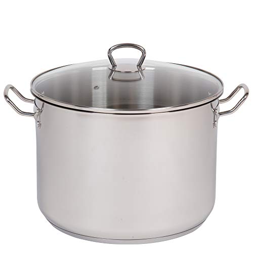 Camerons 20 Quart Stock Pot with Lid - 18/10 Professional Grade Tri-Ply Stainless Steel Stockpot - Commercial Grade Sauce Pot with Stick Resistant Interior, Stay Cool Handles & Induction Compatible