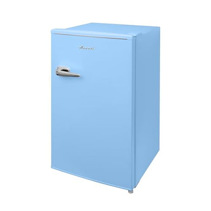 Avanti Mini Fridge Retro Design Compact Refrigerator for Home Office or Dorm, Features Single Door Removable Glass Shelves Manual Defrost and Mechanical Adjustable Temp Control, 3.0 Cu.Ft, Blue
