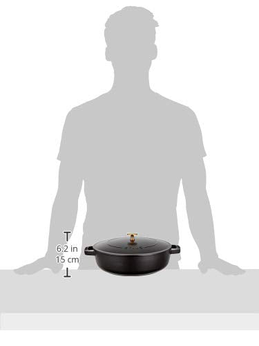 Staub Braiser 40506-542 Saute Pan, Black, 10.2 inches (26 cm), Large, Both Handed, Cast Enameled Pot, Sukiyaki, Induction Compatible