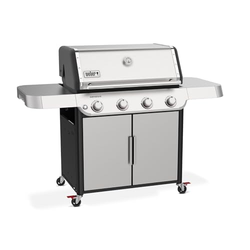 Weber Genesis S-415 Liquid Propane Gas Grill for Outdoor Grilling, 4 Burners, Stainless Steel