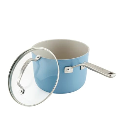 KitchenAid Hard Anodized Ceramic Nonstick Cookware Pots and Pans Set, 9 Piece - Blue Velvet