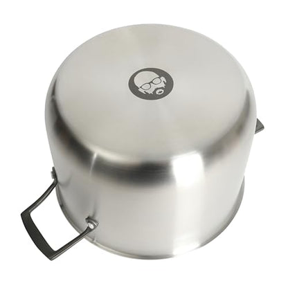 Babish 8 Quart Tri-Ply Stainless Steel Stock Pot with Glass Lid & Black Handles – Dutch Oven, Oven Safe, Dishwasher Safe