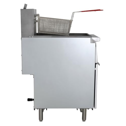 Kratos Commercial Deep Fryer, Stainless Steel Gas Floor Fryer for Restaurants, 40 lb. Capacity, Three Burners, 90,000 BTU, with Two Fryer Baskets, Liquid Propane (29Y-010-LP)