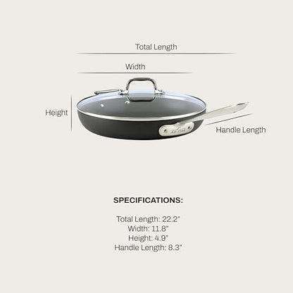 All-Clad HA1 Hard Anodized Nonstick Fry Pan 12 Inch Induction Oven Broiler Safe 500F, Lid Safe 350F Pots and Pans, Cookware Black