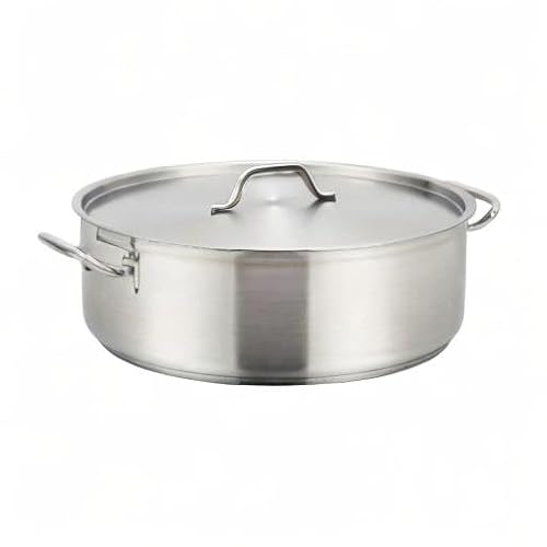 Winco Commercial-Grade Stainless Steel Brazier with Lid, 8 Quart