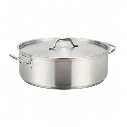 Winco Commercial-Grade Stainless Steel Brazier with Lid, 8 Quart