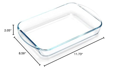 NUTRIUPS 2.6 Quart Glass Baking Dish, 9x13x2.2''(Handles Included), Rectangular Baking Dishes for Oven, Tempered Glass Casserole Dish