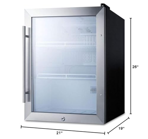 Summit 19” Beverage Center, 2.1 cu.ft. Capacity, Compact Outdoor Refrigerator, Stainless Steel & Glass- SPR314LOS