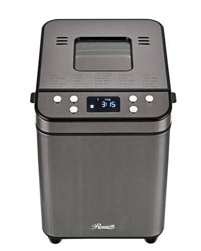 Rosewill 25-in-1 Automatic Bread Maker Machine with 3 Loaf Size up to 2 Lb, 700W High Power Dual Heater with BPA-free Nonstick Coating Pan, Max 15 Hours Delay Timer, Low Noise - Gray