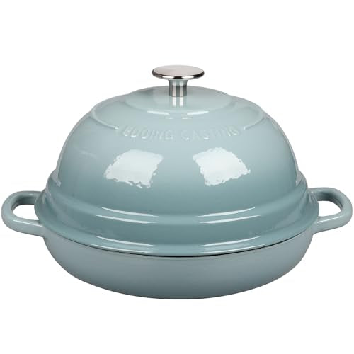 EDGING CASTING Enameled Cast Iron Dutch Oven Pot with Lid, Round Bread Oven for Homemade Sourdough Bread Baking, 6 Quart, Seasalt