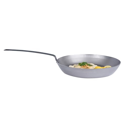 Restaurantware Met Lux 16 Inch Fry Pan, 1 No-Stick Frying Pan - Induction-Ready, Triple-Riveted, Silver Carbon Steel Cooking Skillet, Durable, For Searing, Sauteing, And Browning Food