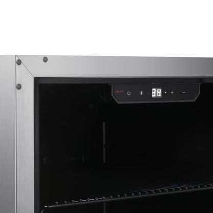 Blaze 20-Inch 4.5 Cubic Feet Outdoor Rated Beverage Cooler with Lock, Reversible Glass Door, Digital Thermostat, and Stainless Steel Exterior Finish - BLZ-GDBEV20-4.5