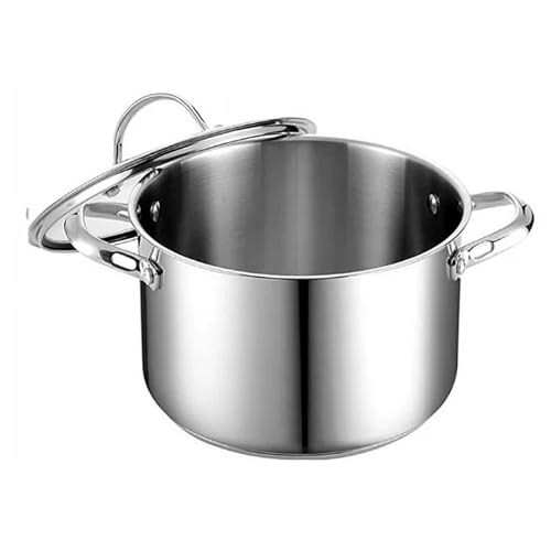 Cooks Standard Dutch Oven Casserole with Glass Lid, 6-Quart Classic Stainless Steel Stockpot, Silver