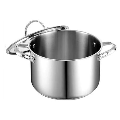 Cooks Standard Dutch Oven Casserole with Glass Lid, 6-Quart Classic Stainless Steel Stockpot, Silver