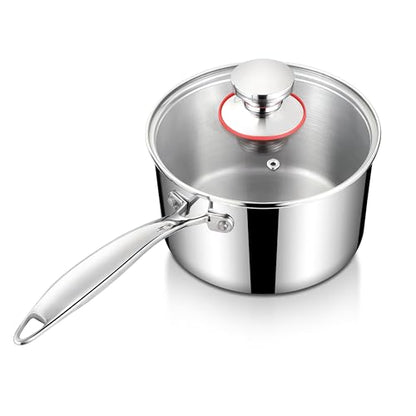 Homikit 3QT Saucepan with Lid, Tri-Ply Stainless Steel Sauce Pan, Induction Cooking Pot with Ergonomic Handle, Small Pot for Cooking, Warming Milk, Boiling Eggs, Dishwasher Safe